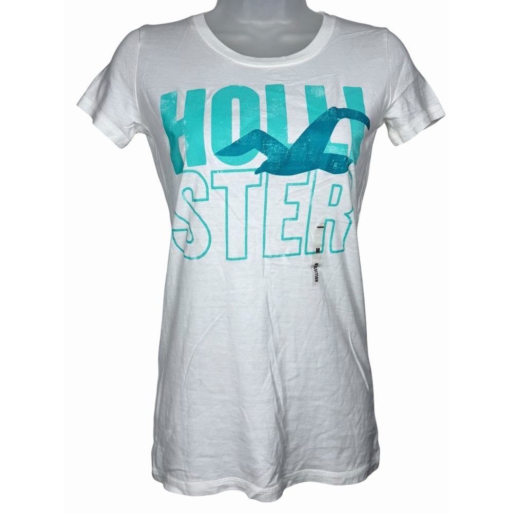 NWT Y2K 2000s Hollister White Surfing Girl Womens SS Tee T-Shirt Size S‎ Bettys